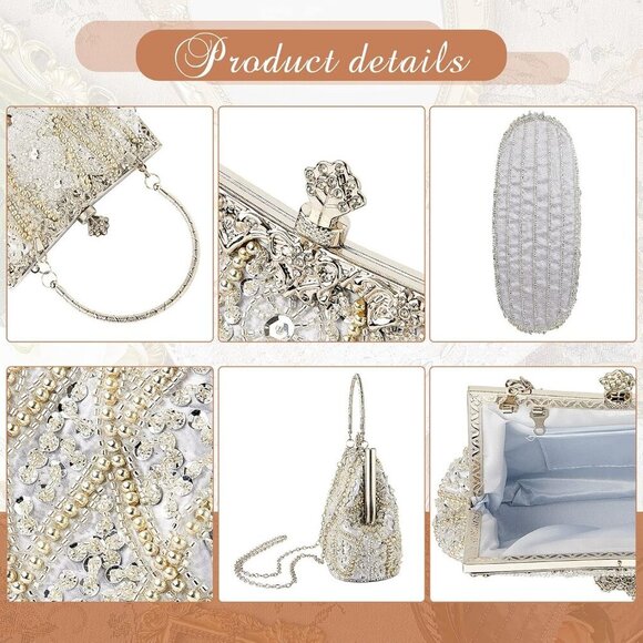 1920s Vintage Beaded Clutch Evening Bag Formal 1920s Accessories for Women Weddi - Picture 3 of 7